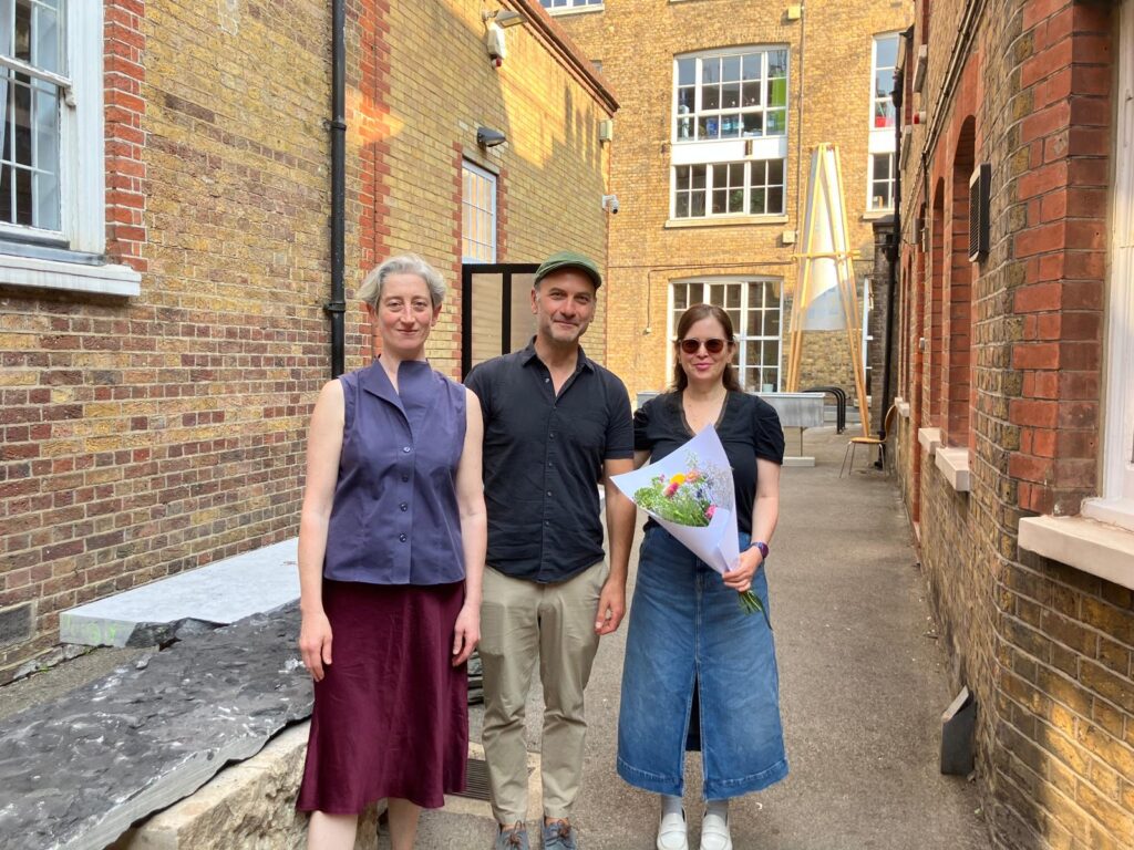 Rebecca Wober, Leo Boix and Stav Poleg at the Zaha Hadid Foundation Rebecca Wober, Leo Boix and Stav Poleg at the Zaha Hadid Foundation